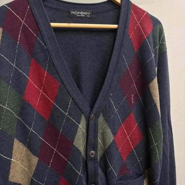 입생로랑 00s 아가일패턴 가디건