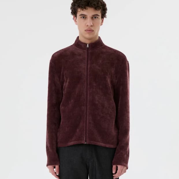 아모멘토 벨벳 집업 버건디