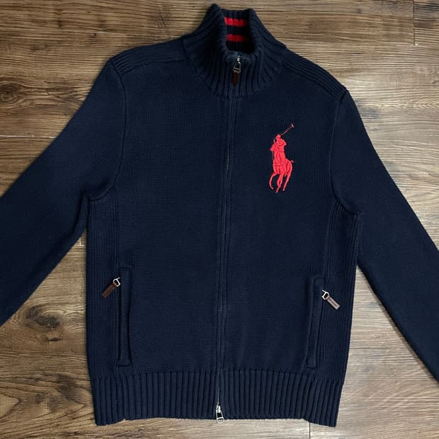 폴로 빅포니 투웨이 코튼 집업 자켓 네이비