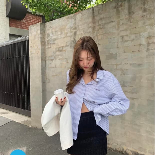 타낫 tannat 로고 스트라이프 셔츠 