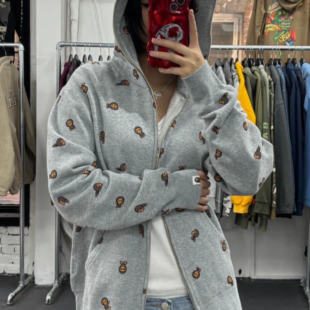 베이프 베이비 마일로 그레이 후드집업