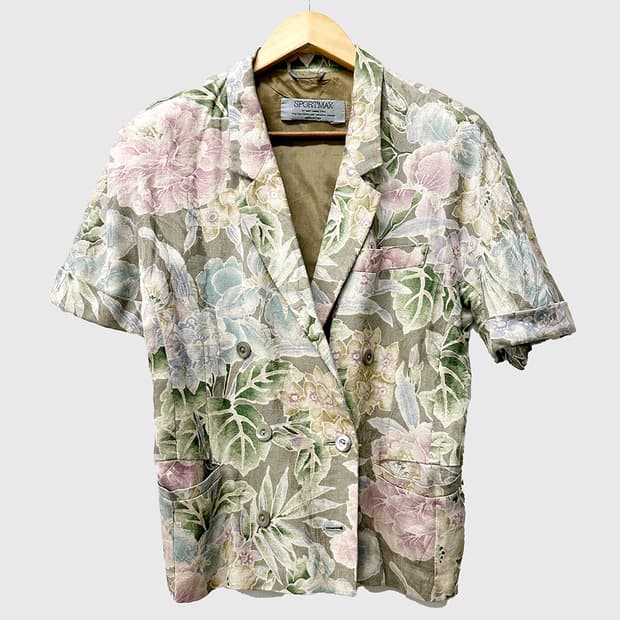 막스마라 스포트막스 플라워 린넨 자켓 리넨 반팔 블레이저 여성 36