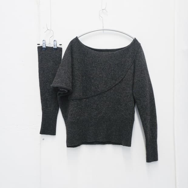 SACAI wool asymmetric knit top