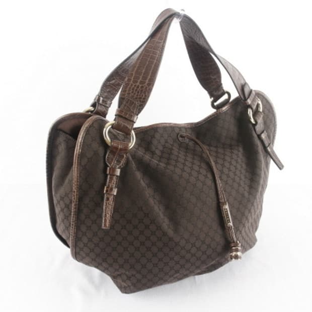 CELINE 다크브라운 패브릭 숄더백