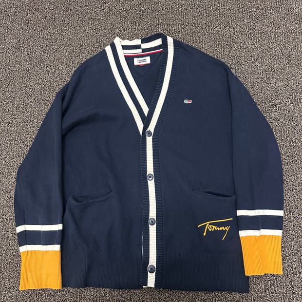타미힐피거 니트 가디건 네이비