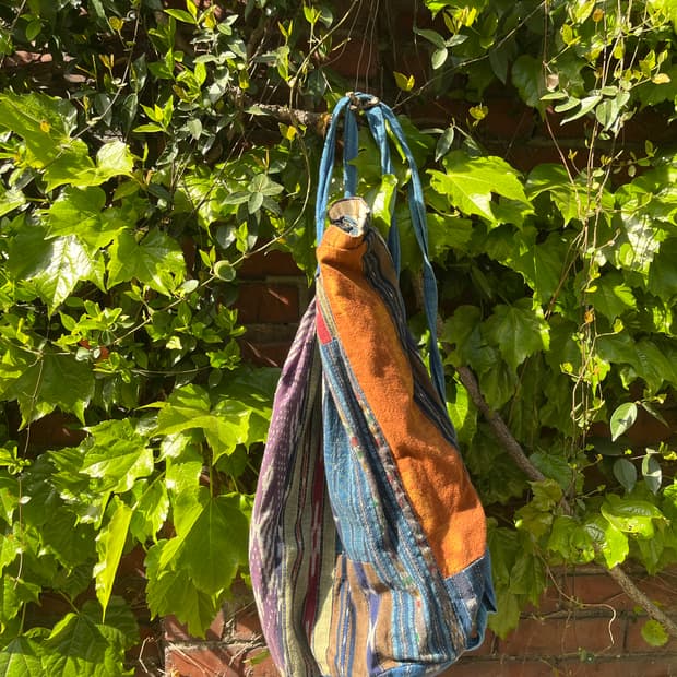 블루 히피 에스닉 패치워크 백팩