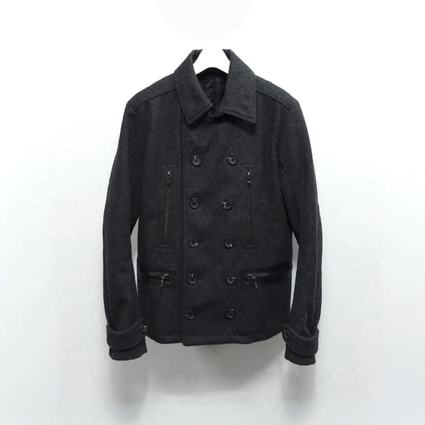 [46] SHELLAC 쉘락 더블버튼 레더 포켓 아티잔 나폴레옹자켓