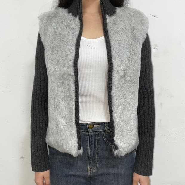 grey fur jacket