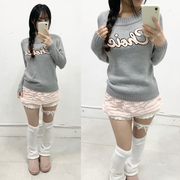 [INGNI] 잉그니 로걀 핑크 그레이 니트