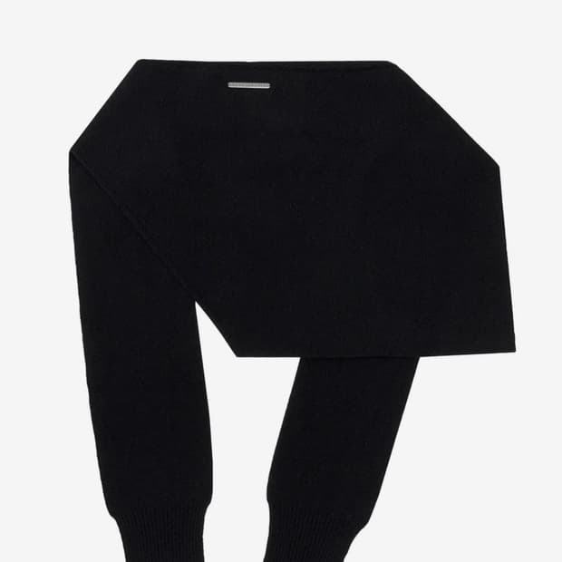 Cashmere Knit Layered Wrap [ Black ]