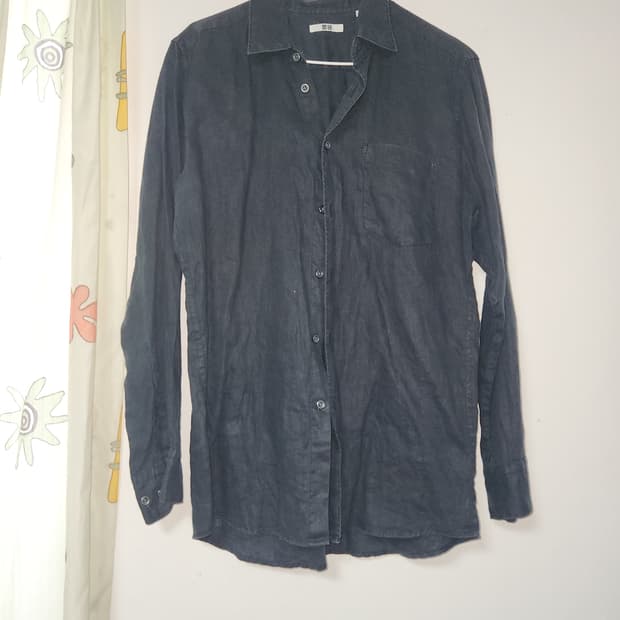 유니클로 블랙 린넨 셔츠 남방 M