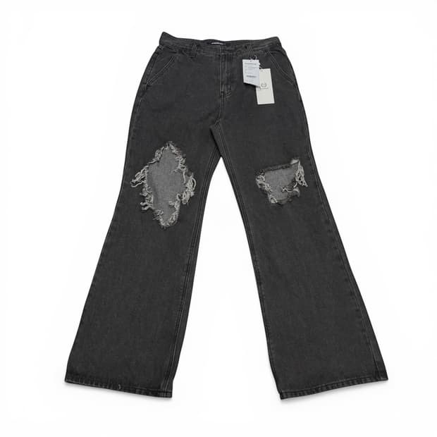 새상품 L 어반드레스 흑청 디스트로이드 부츠컷 플레어진