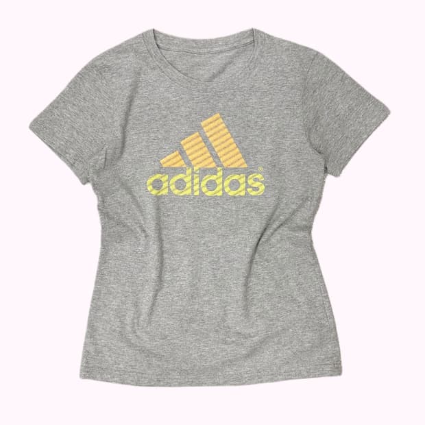 yellow logo grey t-shirt