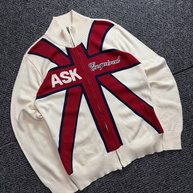 ASK y2k 빈티지 빅로고 올드그쿨 니트 집업 1604