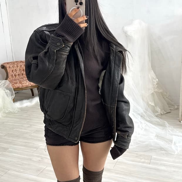 Deep Dark Brown Sheepskin Bomber Jacket