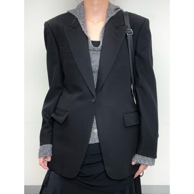 빈티지 블랙 울 블레이저 자켓