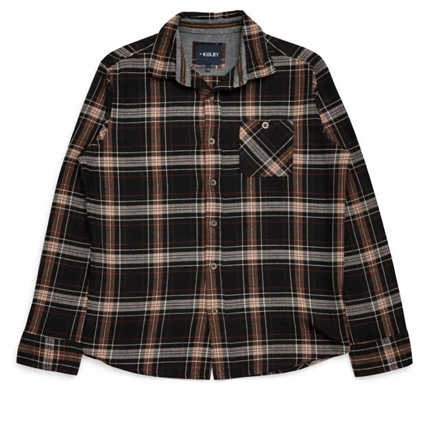 JPN 일본 빈티지 y2k 아메카지 브라운 블랙 플란넬 체크 셔츠 L