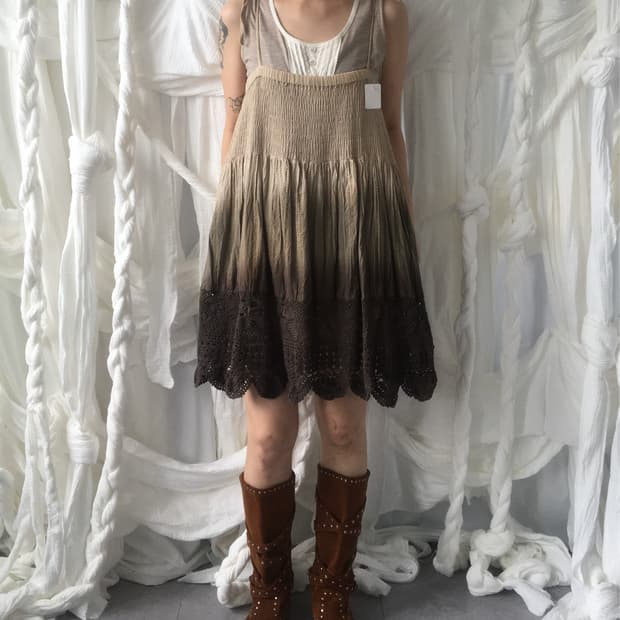 Dyed crochet trimming sleeveless onepiec