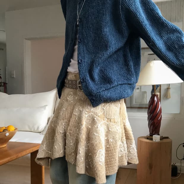 베이지 레이어드 스커트