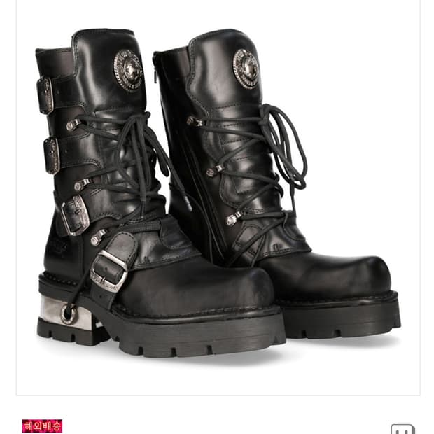 NEW ROCK M-373-S1 스틸 블락굽 스트랩 홀 4버클 미드카프 