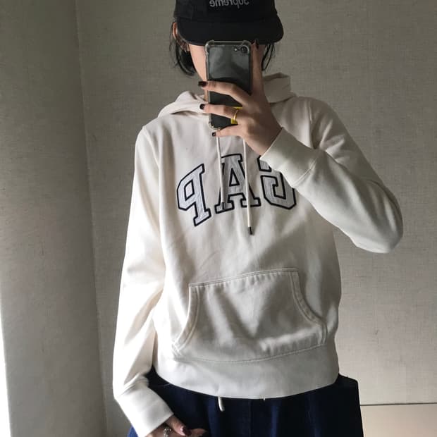 갭 크림아이보리 후드티