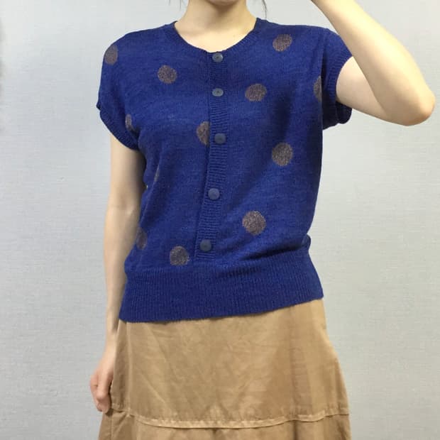 Japanese vintage dot knit top