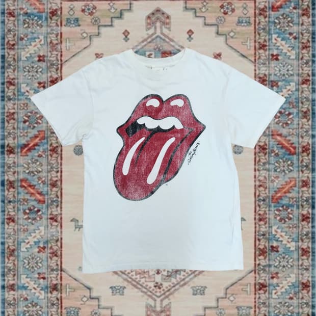 Roling Stones X H&M 로고 빈티지 화이트 반팔티 (XS)