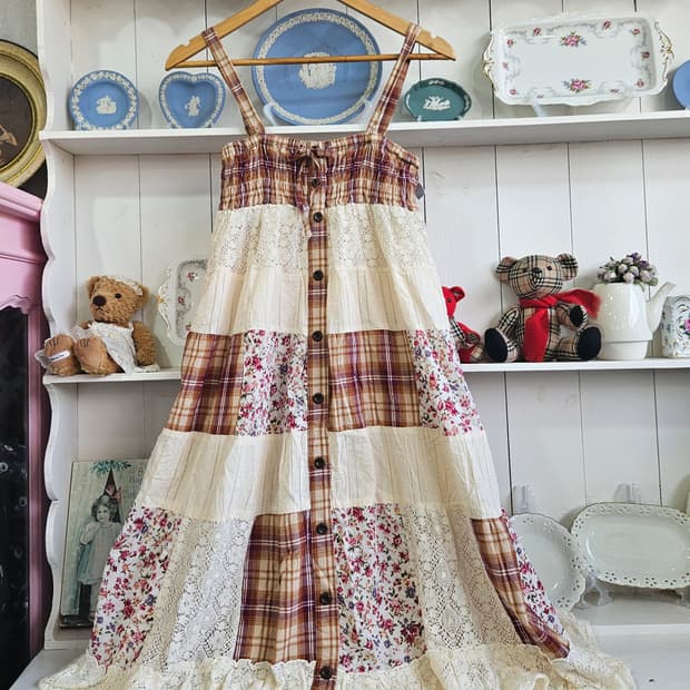 패치워크 레이스 원피스