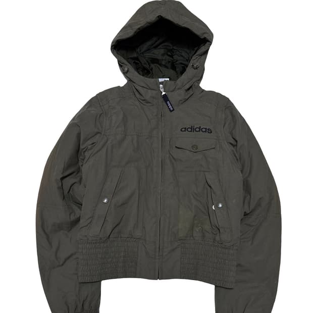 아디다스 y2k 카키 후드 점퍼