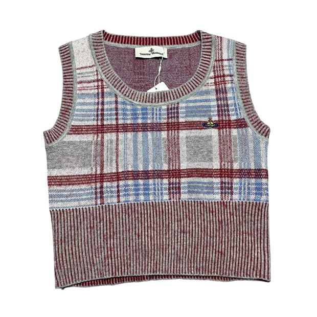 비비안웨스트우드 orb 체크 니트 베스트