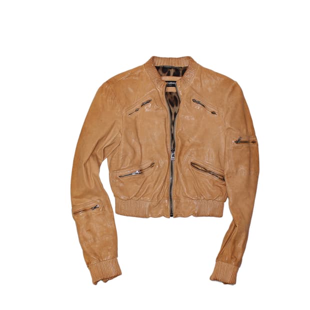 돌체앤가바나 크롭 레더 봄버 자켓