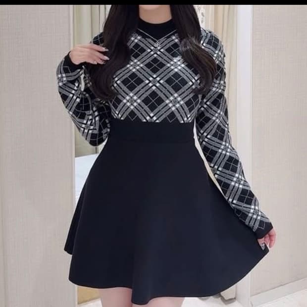 에블린 요코하마점한정 니트원피스 스나계 피움 리즈리사 마즈 미셸마카롱