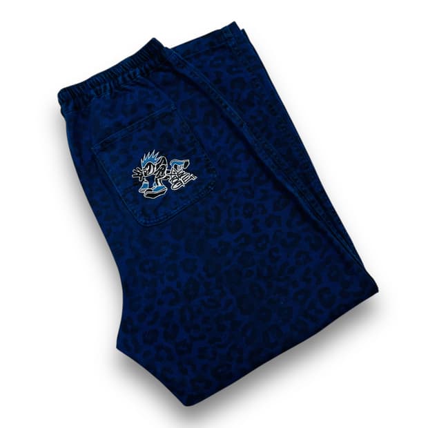 엑스 라지 블루 레오파드 올드스쿨 와이드 코튼 팬츠