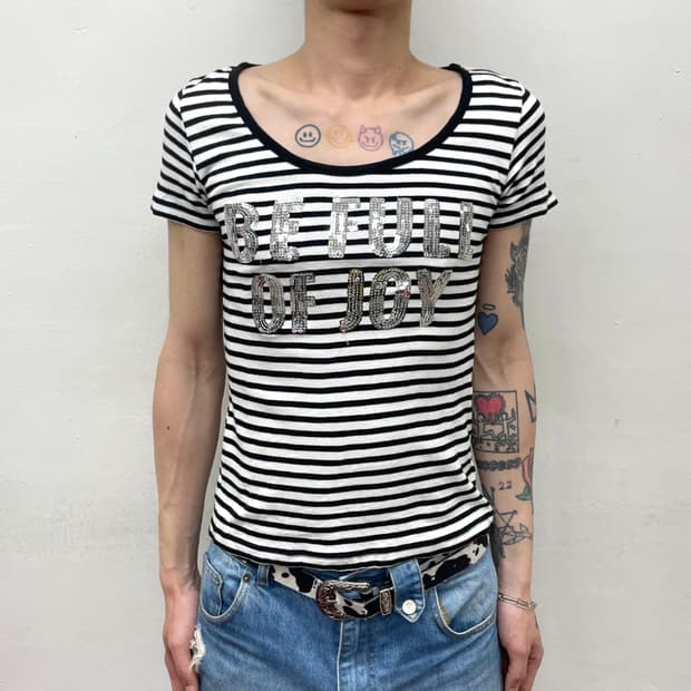 Stripe Silver Spangled T-Shirt