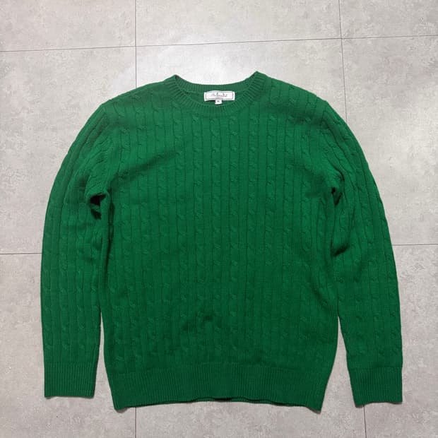 앤더슨벨 그린컬러 케이블짜임 빈티지 코튼 니트 105size  