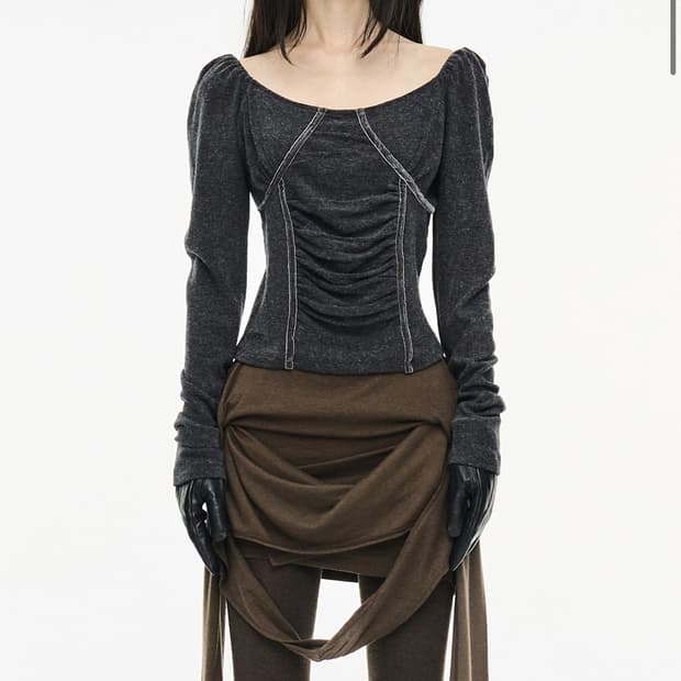 세릭 셔링 탑 Ruched Shirring Top / Charcoal