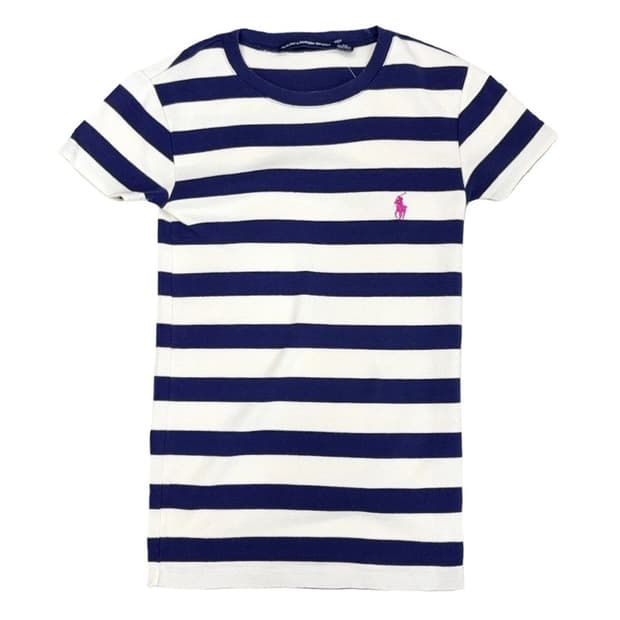 POLO 여성용 스트라이프 크루넥 반팔 티 XS