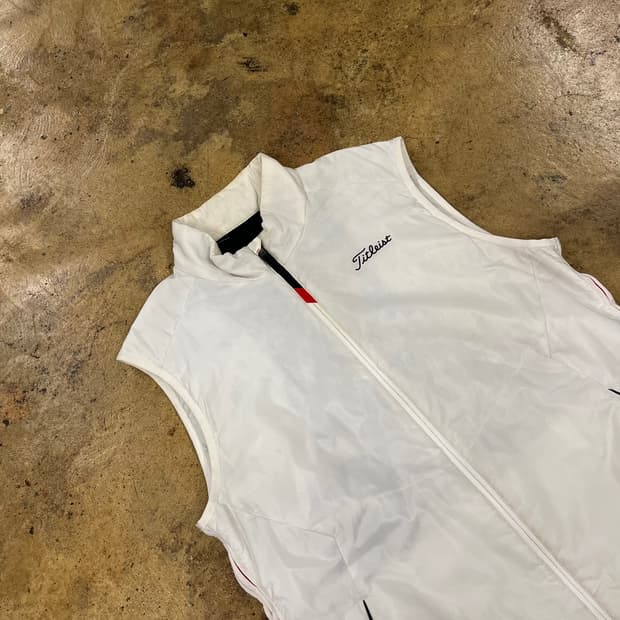 [정품/XL] 타이틀리스트 화이트 골프 바람막이 조끼 b19