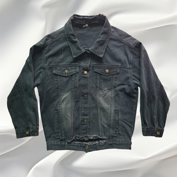 블랙 데님 빈티지 자켓