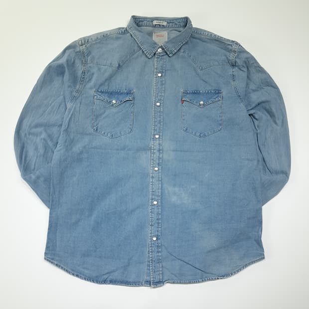 CL585 XL 리바이스 코튼 웨스턴 펄스냅 데님 셔츠 남방