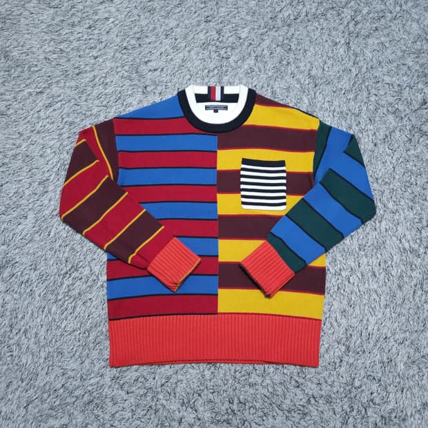 타미힐피거) L 남자 오버핏 스트라이프 니트 / 왕눈이샵