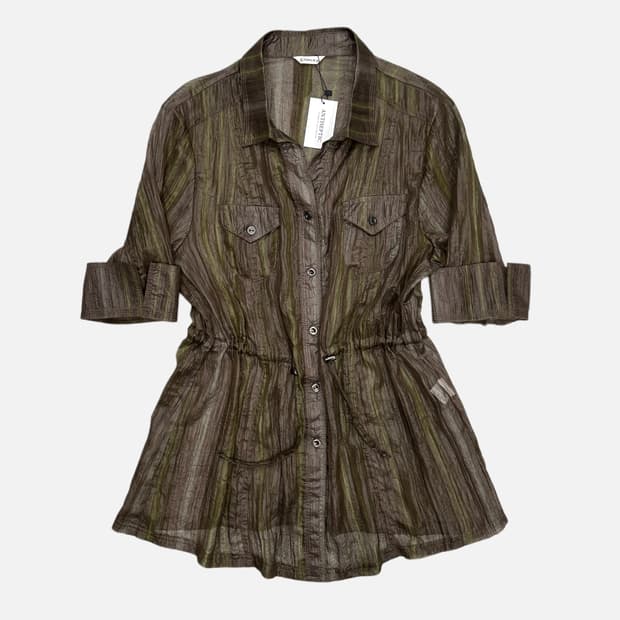 stripe organza string shirt