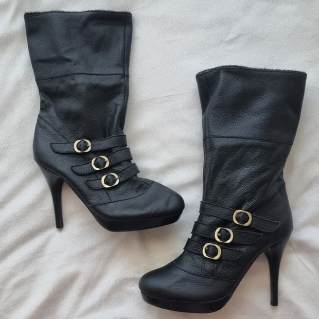 빈티지 긱시크 오리엔탈 갸루 블랙 부츠