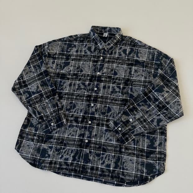 스노우 체크 나염 셔츠