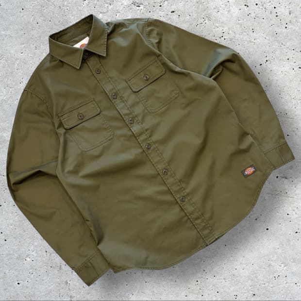 [M] 디키즈 워크 셔츠 카키색 남방 D248