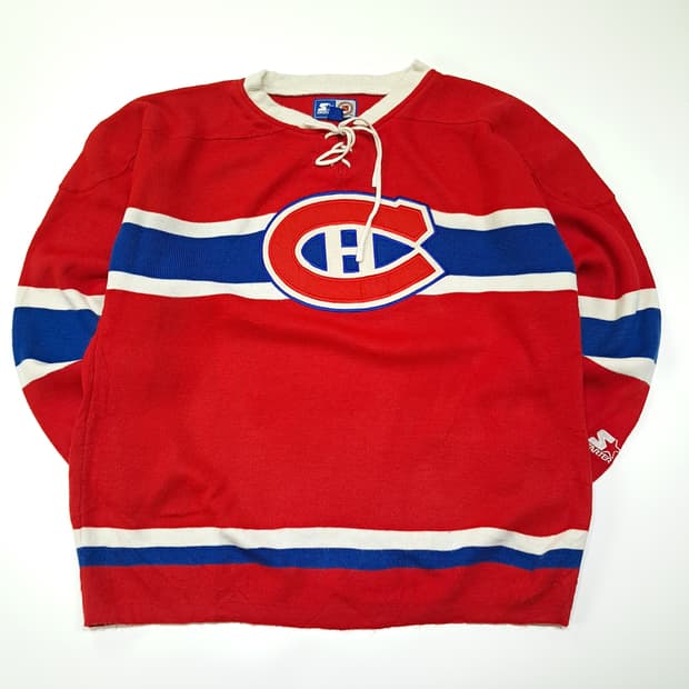 CL210 L 스타터 90s한국판 NHL 캐나디언스 레드 하키스웨터