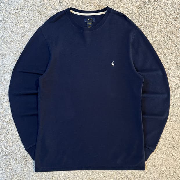 폴로 랄프로렌 POLO 신형 와플 니트 롱슬리브 긴팔 네이비