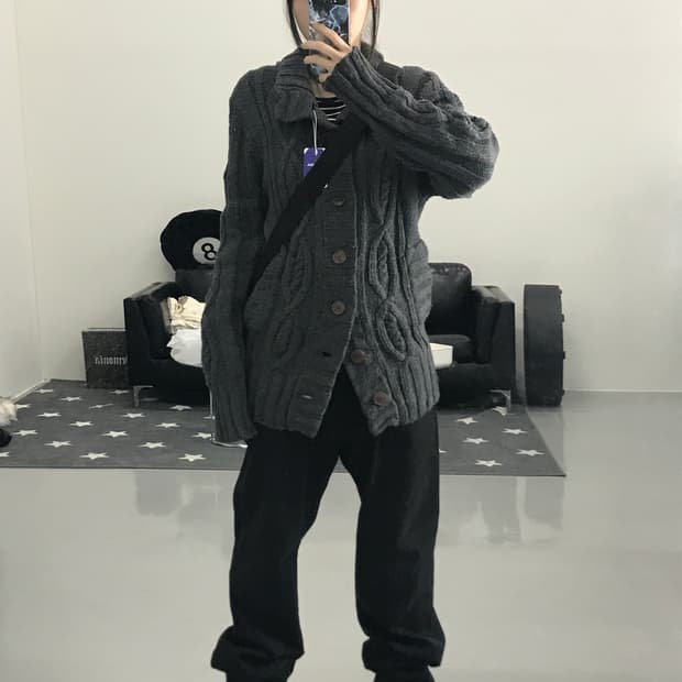 아베크롬비 그레이 코튼 가디건