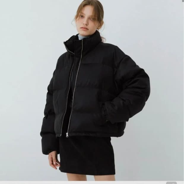 le 르 크랙 레더 다운 자켓
