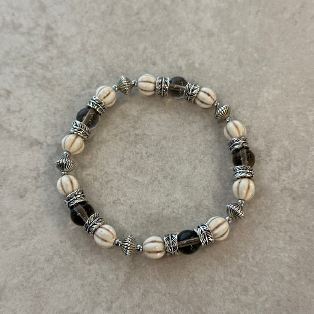 글라스 비즈 산호석 팔찌